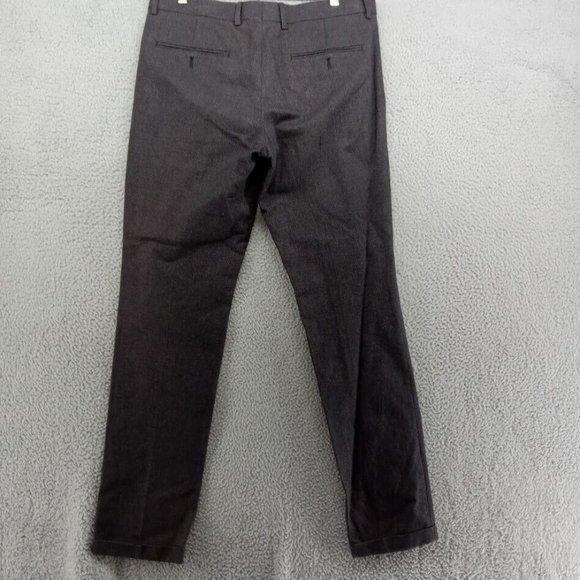 Selected Pants Mens 34x34 Black Micro‎ Patterned Slime Tapered Trousers Office - Picture 9 of 12